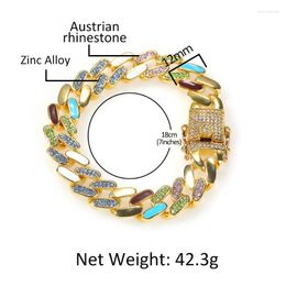 Link Bracelets Chain Hip-hop Drip Oil Alloy Diamond-studded Personality Fashion Cuban Bracelet Trendy Cool Jewellery Raym22