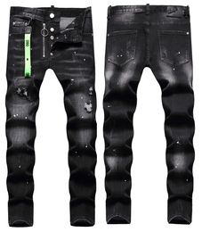 TR APSTAR DSQ MEN Cool Guy Jeans черный Rock Moto Мужские дизайнерские рваные зауженные джинсовые байкерские джинсы DSQ 1056 большой размер 40