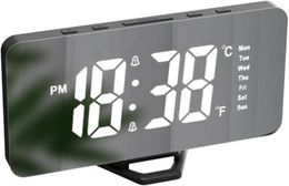 Wall Clocks LED Desk Clock - Dimmable Electric Alarm Mirror With Auto Brightness Dimming Mode Display Temperature & 2 Levels Br