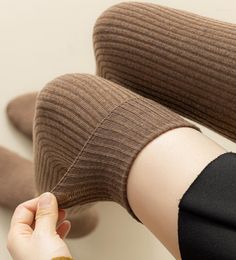 Women Socks 1Pair Japanese Over Knee Leg Warmer High Thigh Solid Cotton All-Match Knitting Warm Long Stockings