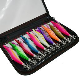 Baits Lures 10Pcs Luminous Squid Lure Jig Hook Bait Shrimp Octopus Cuttlefish Sinker with Ring Bead Fishing Lead 230620