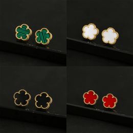 Stud luxury S925 silver gold-plated five-leaf clover five-leaf flower earrings star lucky jewelry ladies Mother's Day gift 230620