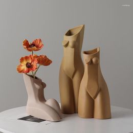 Vases Nordic Abstract Body Art Vase Home Decor Ceramic Crafts Creative Woman Livingroom Flower Arrangement Ornaments