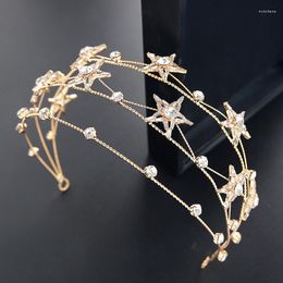 Hair Clips 2023 Bride Tiara Handmade Headband Crown Star Rhinestone Accessories Exquisite Wedding Dress