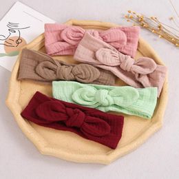 Hair Accessories 20pc/lot 2023 Baby Cotton Ear Bows Headband Ribbed Bowknot Head Wraps Kids Top Knotted Turban Children Girls