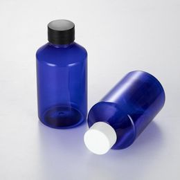 Storage Bottles 24 X 220ML Blue Empty Plastic Container Bottle Essential Oil Packaging Shower Gel Screw Top Cap Refillable Makeup
