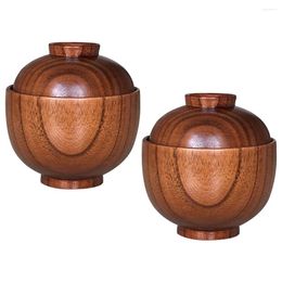 Bowls 2Pcs Salad Anti-scald Rice Wooden Nut Bowl Wood Small For Soup Kitchen