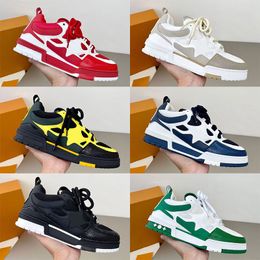 Designer Skate Casual Shoes Men Sneakers Rubber Platform Genuine Leather Black White Green Running Shoe