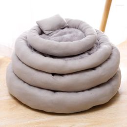 Cat Beds Pet Gray Egg Tart Kennel Thick Comfortable Cotton Wool Mattress With Pillow For Kittens Dogs Suitable Supplies Casa Gato