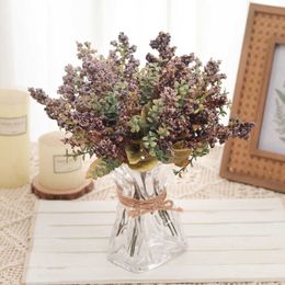 Dried Flowers 3pcs Artificial Autumn Pink Foam Small Branch Wedding Bouquet Beautiful Lavender Plant House Christmas Home Decoration