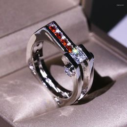 Wedding Rings High Quality Red Zircon Stone Geometric For Women Fashion Engagement Ring Jewelry Gift