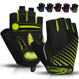 Cycling Gloves MOREOK Bike Gloves Half Finger Cycling Gloves 5MM Liquid Gel Pads Bicycle Gloves Shockproof Road Mountain Bike Gloves Men Women 230620