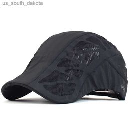 Summer Men Women Hats Breathable Mesh Quick Dry Newsboy Caps Outdoor Gorro Hombre Boina Golf Hat Fashion Solid Flat Cap