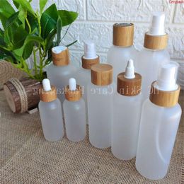 empty cosmet 60ml 120ml 150ml 250mlml Frosted Clear PET Plastic Bottle with Bamboo Lid Shampo Engraving Logogoods Twqnx