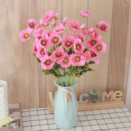 Decorative Flowers Long Artificial Poppies High Quality Summer Wedding Banquet Decoration Balcony Garden Fake Flower Arrangement