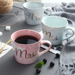 Mugs Mr And Mrs Set Unique Cup For Lover Marbling Ceramic Couples Special Gifts Drinkware Coffee Cups