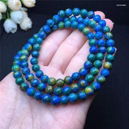 Strand Natural Malachite Azurite Strong Power Green Blue Stretch Gemstone Round Beads Woman Bracelet