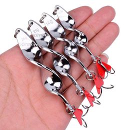 Baits Lures 1PCS Gold Silver 10g 14g 21g 28g Rotating Metal Spinner Spoon Fishing Lure For Trout Pike Pesca Fish Treble Hook Tackle 230620