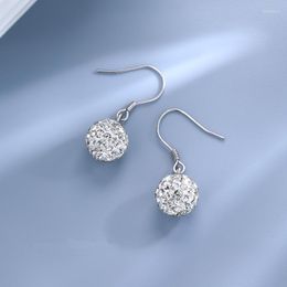 Dangle Earrings 925 Silver Needle Zircon Round Ball Drop For Women Girls Party Wedding Fashion Jewellery Gifts Eh098
