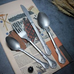 Dinnerware Sets 4pcs/set Handmade Retro Style Spoon Knife Fork Dining Table Kitchen Cutlery Set Vintage Pography Props Home Decor