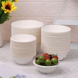 Disposable Take Out Containers 50PCS Pack 220 350 500ml Dinnerware ECO Friendly White Paper Bowl Tableware Outdoor Party Dining Barbecue Supplies 230620