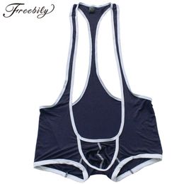 Men's Swimwear Men Wrestling Suspenders Singlet Mankini Swimsuit Men's Stretchy ockstraps Bulge Pouch Boxer Underwear Fancy Costume BodysuitHKD230621