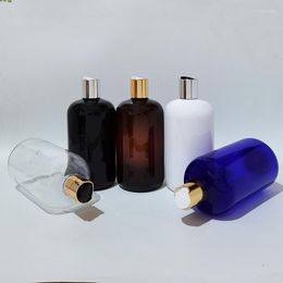 Storage Bottles 12pcs 500ml Empty White Lotion Bottle With Gold Silver Disc Cap 17oz PET Shampoo Shower Gel Container