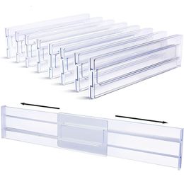 Storage Boxes Bins 24PCS Drawer Dividers Organisers Adjustable Cabinet Clothes Organiser Clear Drawers Separators Kitchen Tools 230621