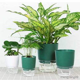 Planters Pots Layer Self Watering Planter Home Garden Plant Flower Pot With Water Container Automatic Watering Hydroponic Plant Pot R230621