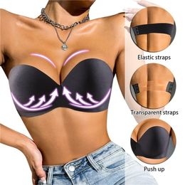 Breast Pad Sexy Backless Invisible Bra Women Strapless Seamless Bralette Push Up Underwear Lingerie for Female Wireless Brassiere 230621