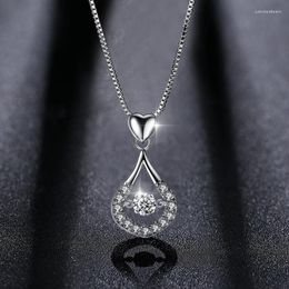 Pendant Necklaces 2023 Beiver Exquisite White Gold Color Water Drop Necklace Clear Wedding Jewelry Selling Item