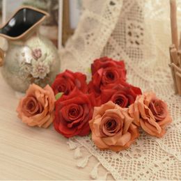 Dried Flowers 5pcs Big Artificial Rose Head Wedding Table Decoration Accessories Home Birthday Party Craft Diy Cake Arrangement Gift