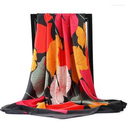 Scarves 2023 Luxury Flower Dustproof Square Towel Female Colour Print Shawls Fashion 90X90CM Kerchief Autumn Sunscreen Silk