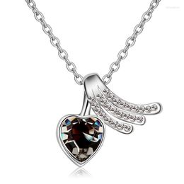 Pendant Necklaces NL-00097 Korean Fashion Jewelry For Women Silver Plated Black Crystal Heart Necklace Valentine's Day Gifts Items