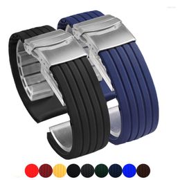 Watch Bands Silicone Watchband Rubber Bracelet Waterproof Sports Universal Vertical Stripes Tyre Pattern Strap 18 20 22 24mm