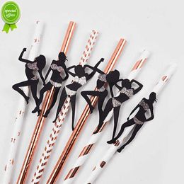 New 6/12pcs Bachelorette Party Paper Straws Wedding Bridal Shower Decoration Hen Night Party Birthday Supplies Team Bride to be Gift