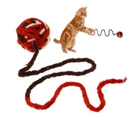 5.5/6cm Cat Toy Pet Ball Dog Kitten Long Tail Fuzzy Rattling Scratch Catch Toys Wool Rope Weave Ball