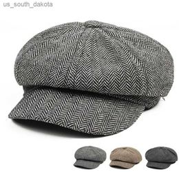Baker Boy Cap Fashion Gatsby Hat Men Tweed Beret Winter Adjustable Warm Newsboy Cap Hats Male Octagonal Caps Dad Hat hombre L230523