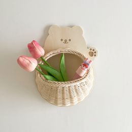 Keepsakes INS Nordic Children's Room Rattan Woven Hanging Basket Rattan Woven Wall Decoration Hand Woven Hanging Basket Pography Props 230620