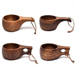 Cups Saucers Finland Cup Mug Camping Water Beer Coffee Tableware Bowl Outdoor Acacia-Wood Mugs Bushcrafts 210ml