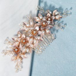 Hair Clips Wedding Jewellery Classical Hanfu Comb Pearl Handmade Flower Headdress Bridal Dress Plate Insert