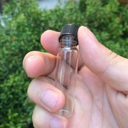 16*60*8mm 6ml Glass Bottles With Plastic Lid Transparent Empty Gift Jars Black Cap 100pcs/lothigh qualtity Jeupt
