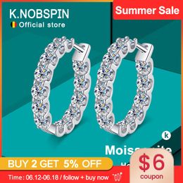 Stud KNOBSPIN 2.6ct D Color Earring 925 Sterling Sliver Plated White Gold Hoop Earring for Women Wedding Party Jewelry 230620