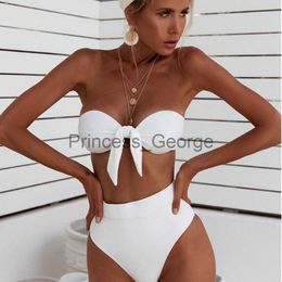 Women's Plus Size Swimwear Bikini Swimsuit Swimwear Female 2021 new pure Colour knot fission swimsuit pit article fabrics Bikini Set Suit LWW6042 x0621