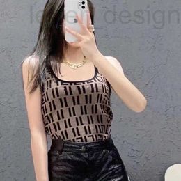 Women's Knits & Tees designer High-quality retro U-neck FF letter jacquard knitted slim-fit camisole Size S-L XK7R