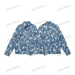 xinxinbuy Men designer Coat Jacket Paris leaf Wheat ear letter print long sleeve Cotton women green blue black S-2XL