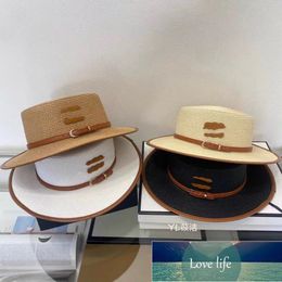 Spring and Summer Sun-Proof Sun Protection Girl's Cap Fashion British Flat Straw Hat Belt Straw Tourist Hats