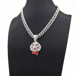 Pendant Necklaces Hip Hop Iced Out Bling 69 Clown & Pendants Saw Billy Full Crystal Cuban Chain Chunky Necklace Icy Jewellery