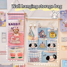 Storage Bags Cute Wall Hanging 3/6 Pockets Mounted Bag Organizer Kawaii Cartoon Door