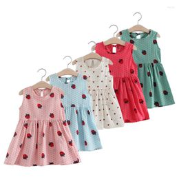 Girl Dresses 1-5 Years Baby Summer Princess Dress Cotton Fruit Print Polka Dot Kids For Girls Children Clothing